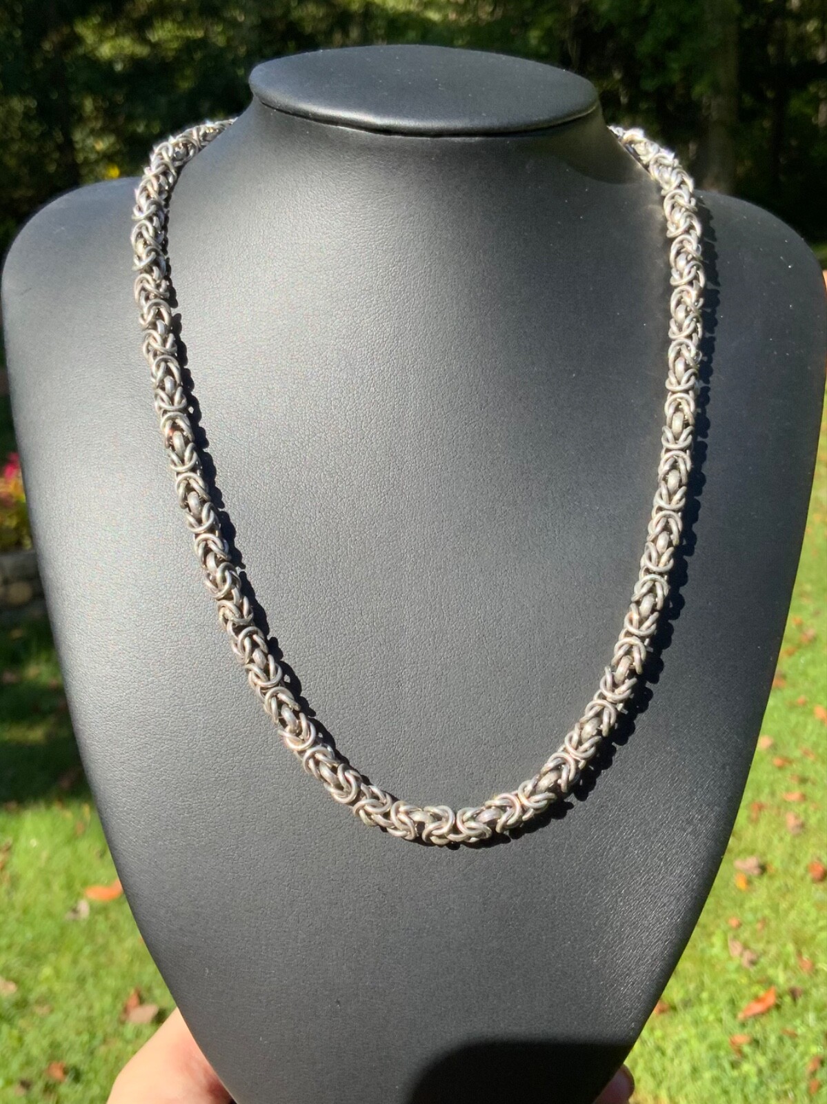 Vintage Sterling Silver 18” Byzantine Necklace Artisan Handcrafted 54.5 Grams