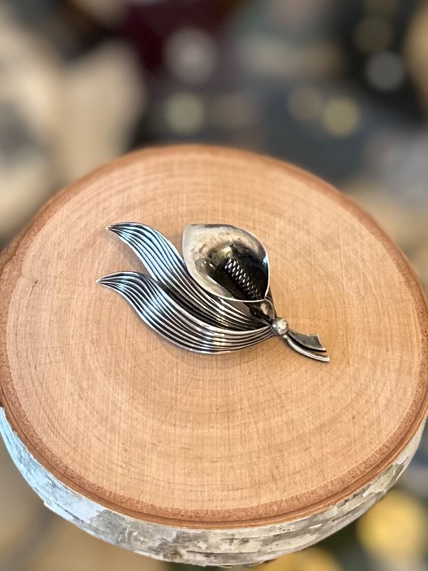 Vintage Niels Erik N.E. From Denmark Sterling Silver Calla Lily Brooch Pin