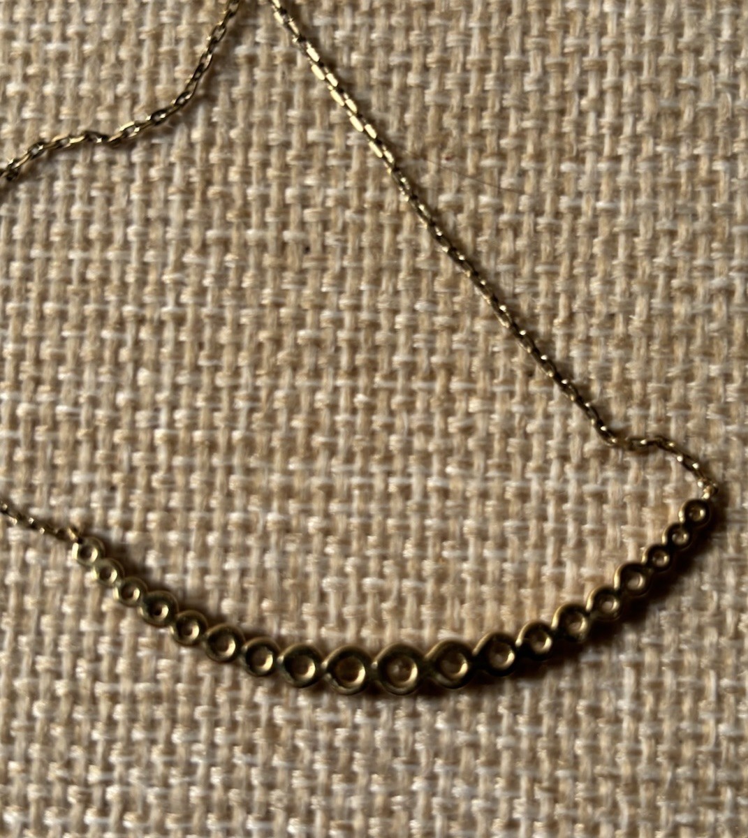 Vintage Henri Bendel Necklace w/ Bezel Set Rhinestones Crescent 17-19”