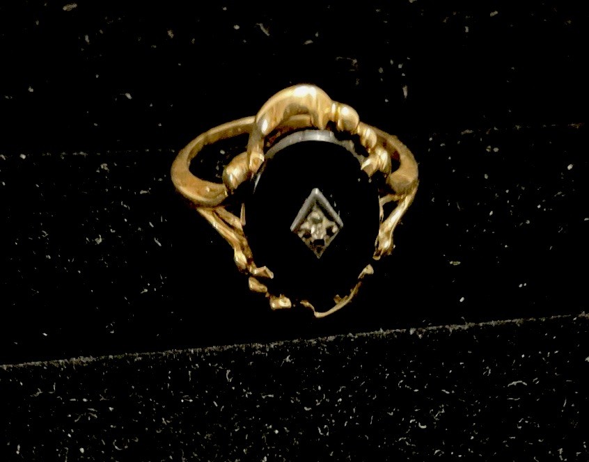 Vintage 10k Yellow Gold Art Deco Diamond & Onyx Ring Sz 7.25 3 g