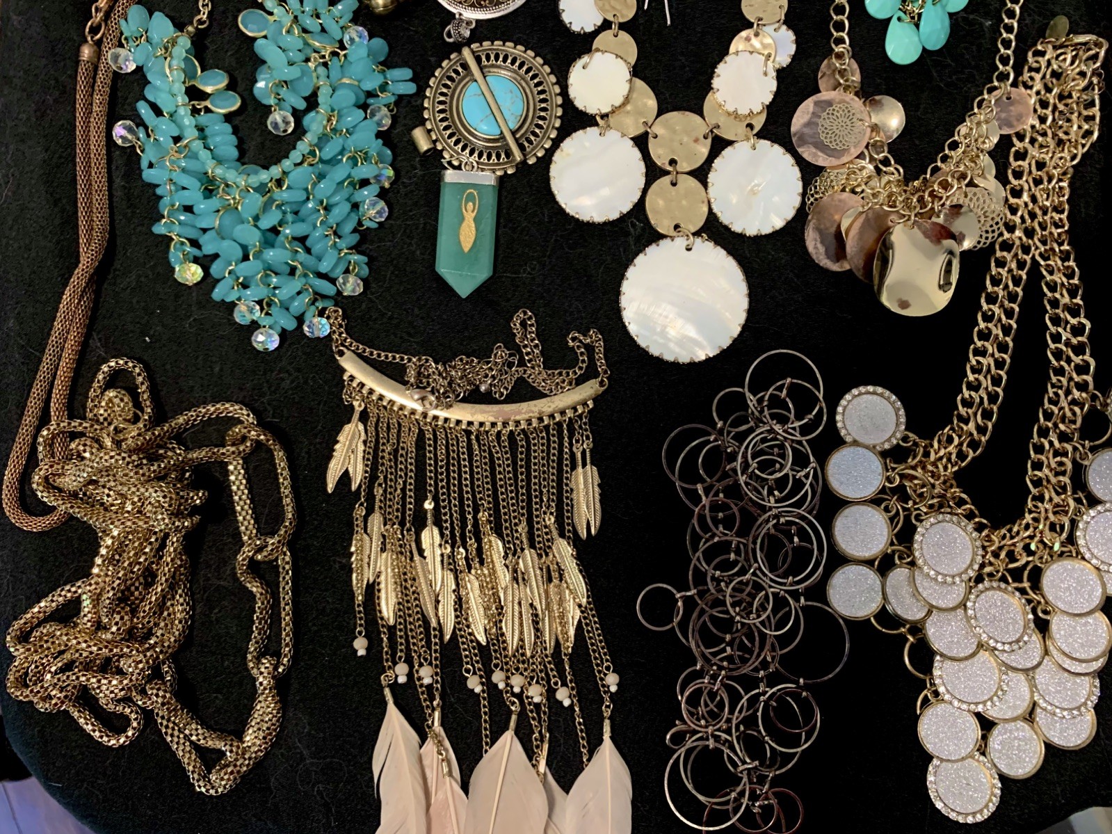 LOT Of 15. Assorted Fashion Necklaces Various Lengths Colors And Styles As Is