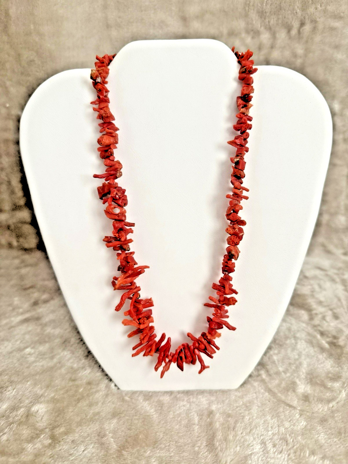 Vintage Salmon Red Branch Coral 19 ” Graduated Statement Necklace VERY NICE