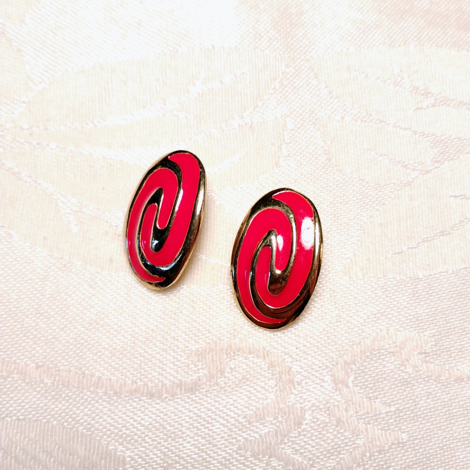 Lot of 3 Clip On Earrings Vintage 1980s Glamour Red, Hearts, Flowers Kitsch Cute