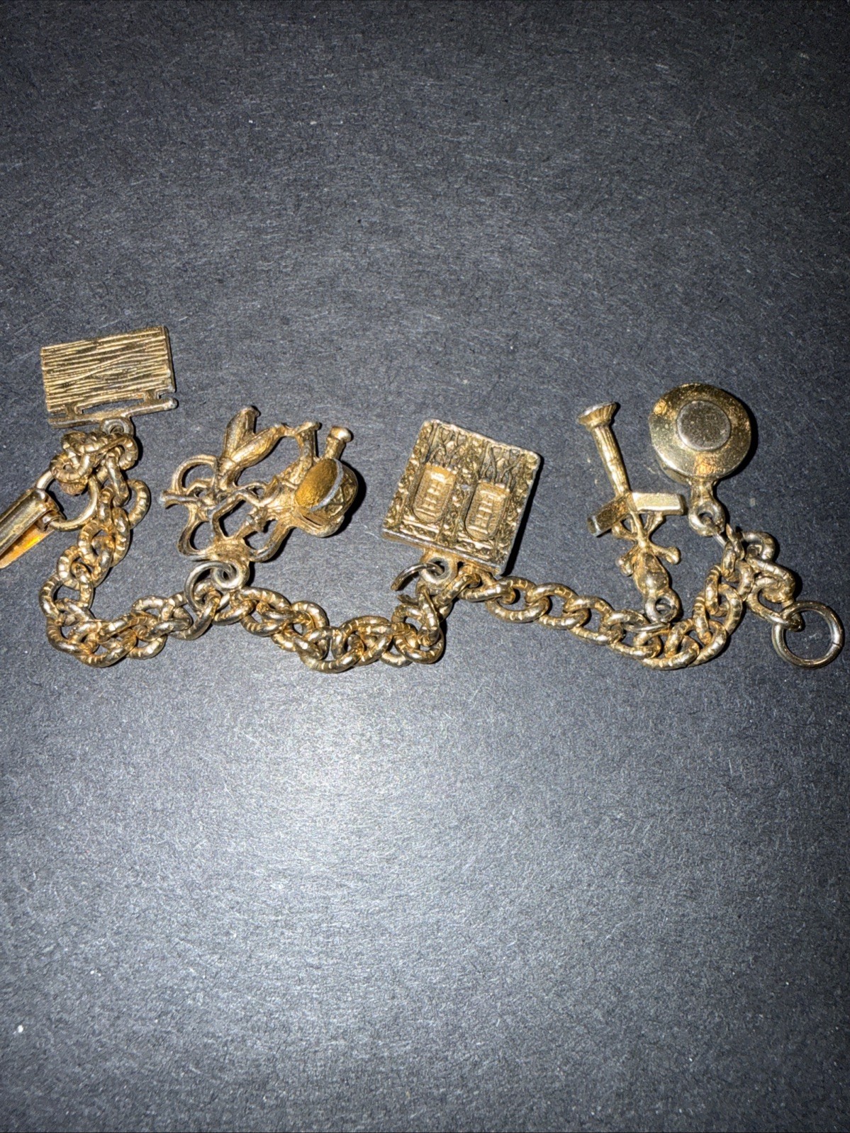 Vtg Coro Old Absinthe House Copper Bronze Tone Charm Bracelet New Orleans