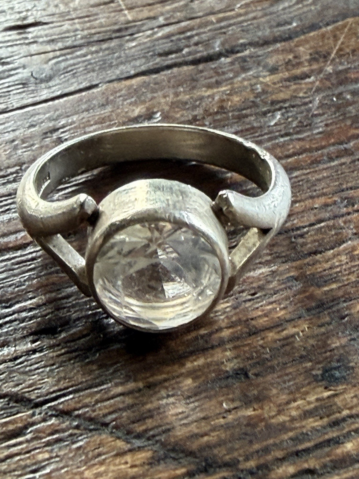 N.E From Vintage Denmark 925S Sterling Silver Modernist Ring Rock Crystal 4