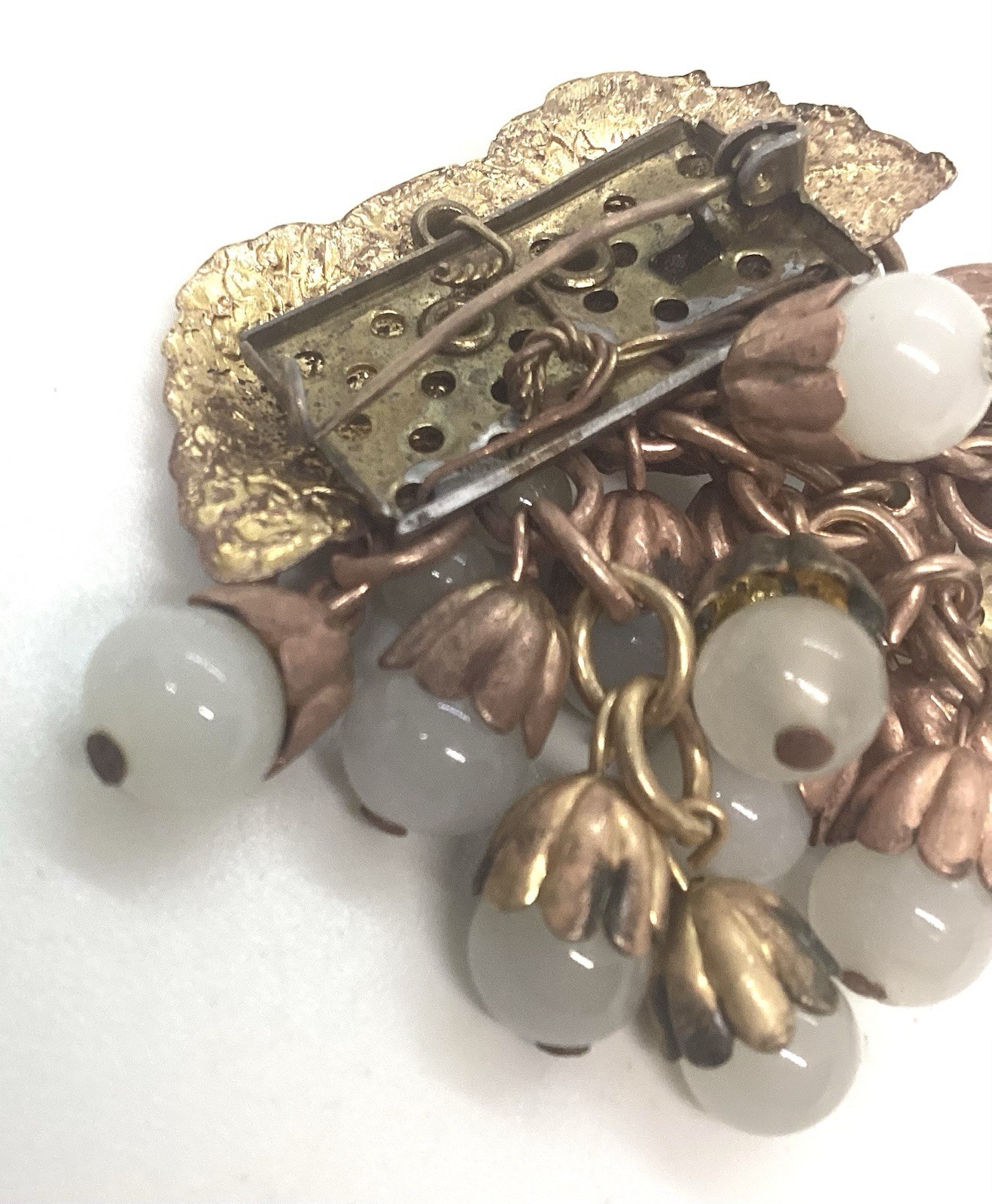 Miriam Haskell Early Handmade Gripiox Drop Dangle 2 Inch Brooch