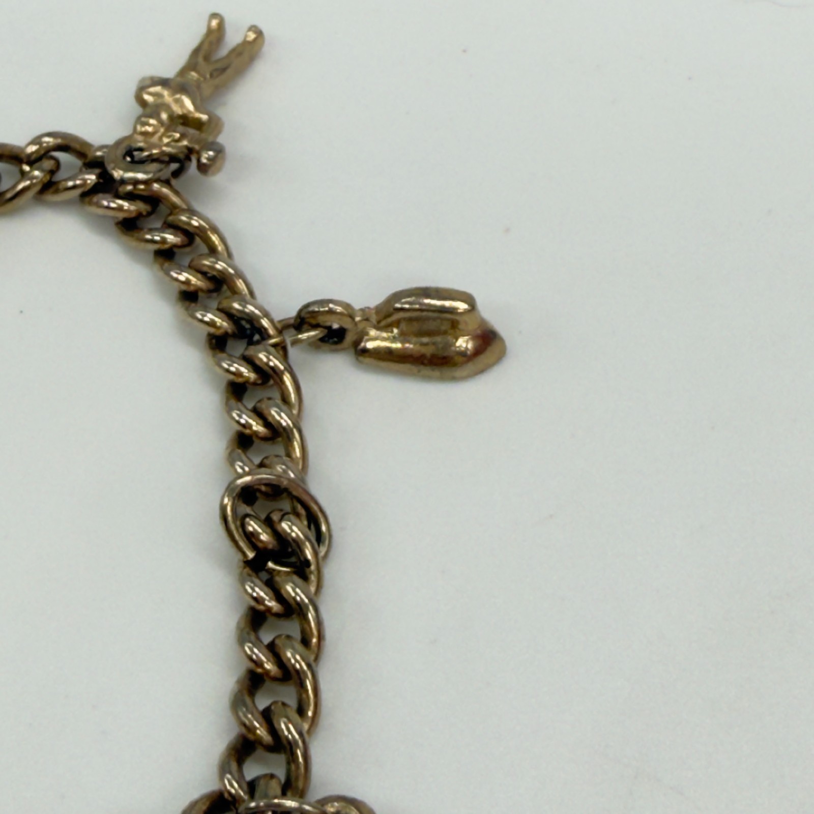 Vintage Jewelry Lot 2 Charm Bracelets Gold Tone Rhinestones Buildings Piano