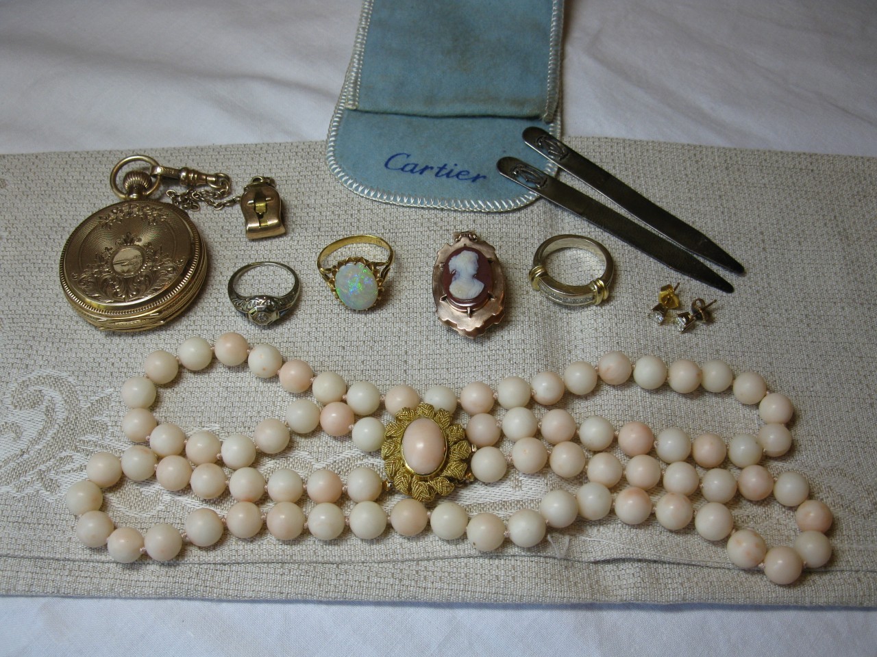 Picture Locket Antique Wedding Jewelry Etruscan GF Pearl c1880 W & SB