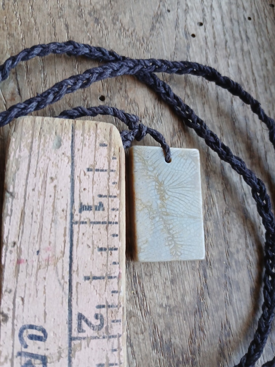 Fossil Coral Necklace Hemp Cord Hippie Boho Layering Science Archeology