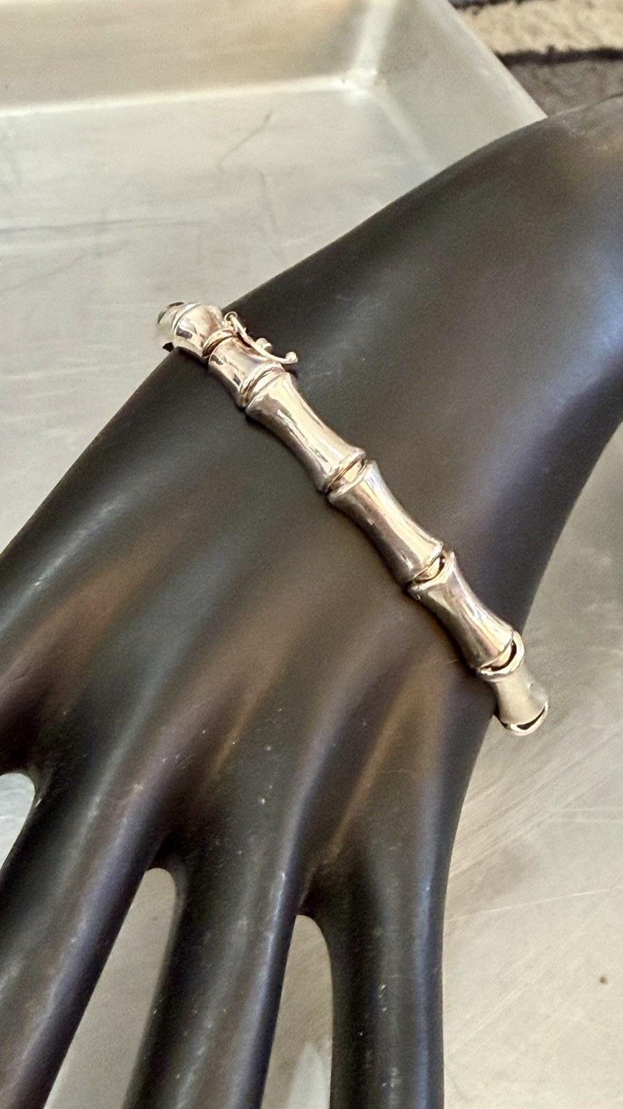 Vintage IBB 925 Sterling Silver Bamboo Link 6.75″ Bracelet 10.8 Grams ELEGANT