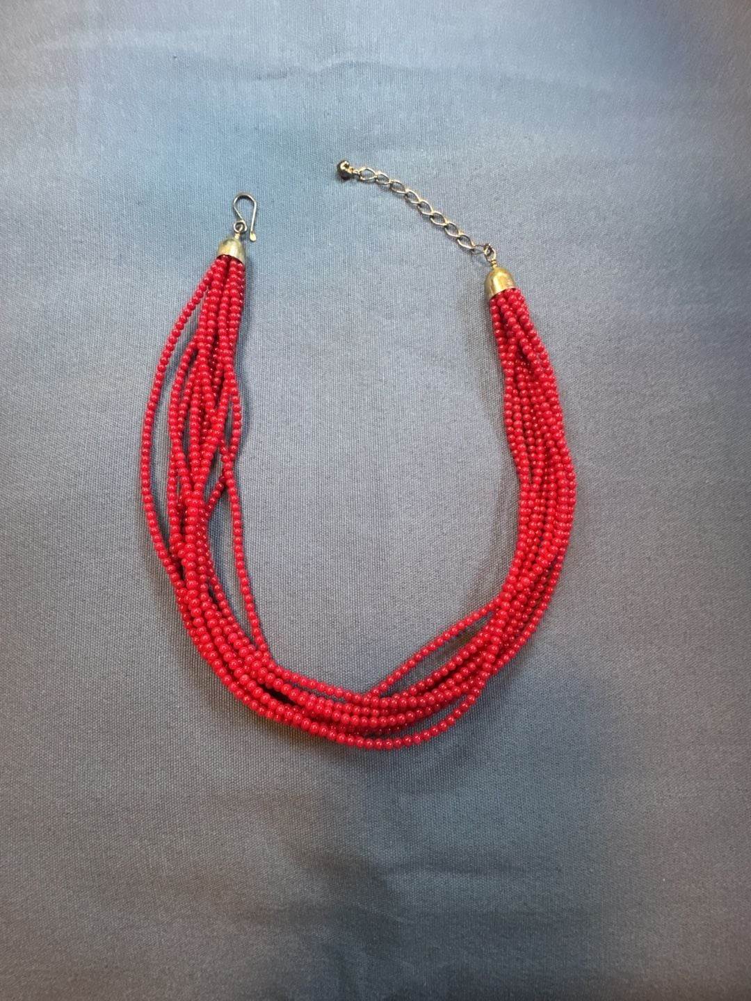 Desert Rose Trading Jay King Silver 925 Multi Strand Red Coral Necklace