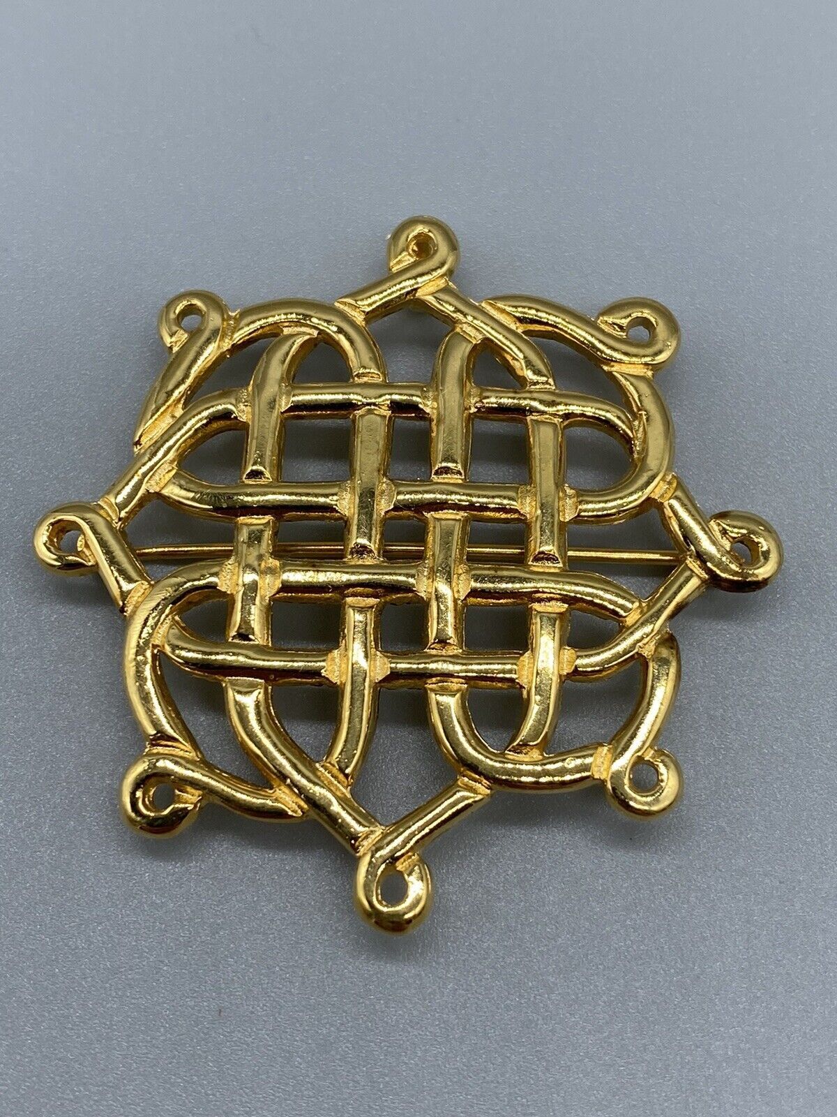 VTG H & H Sterling Gold Plated Celtic Knot Brooch Pin Pendant Hand and Hammer