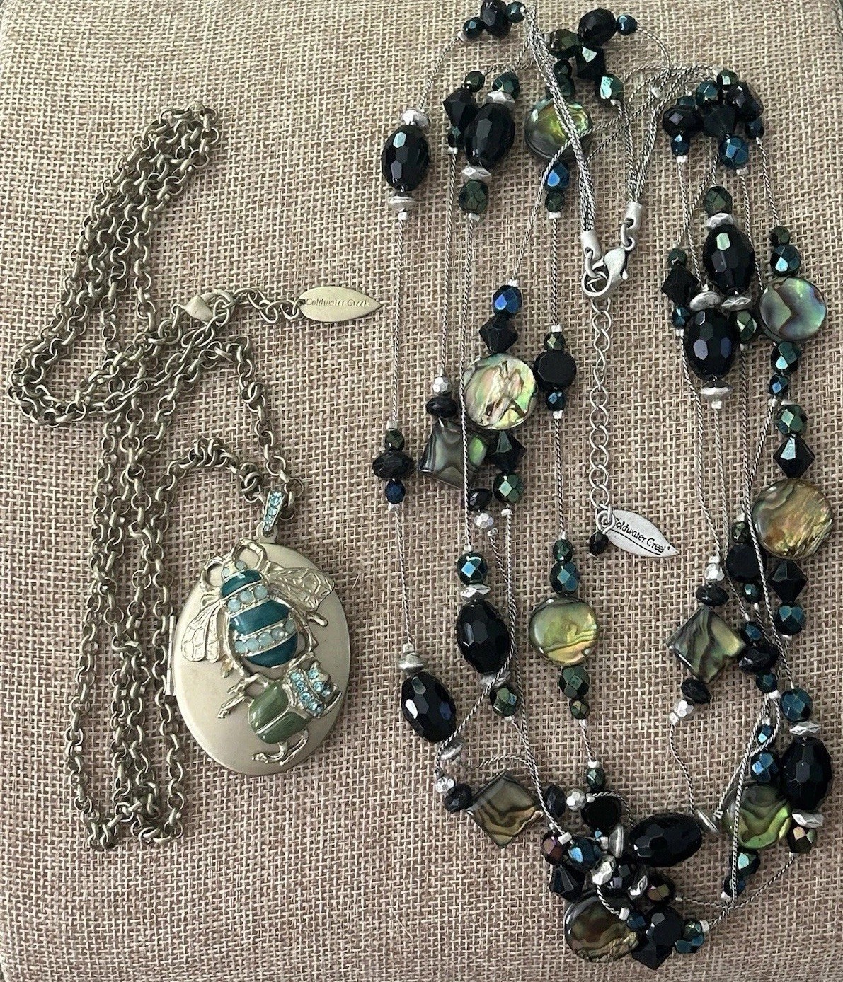 Vintage Signed Lot Coldwater Creek Necklaces Pendant Locket MOP Silver Gold Tone
