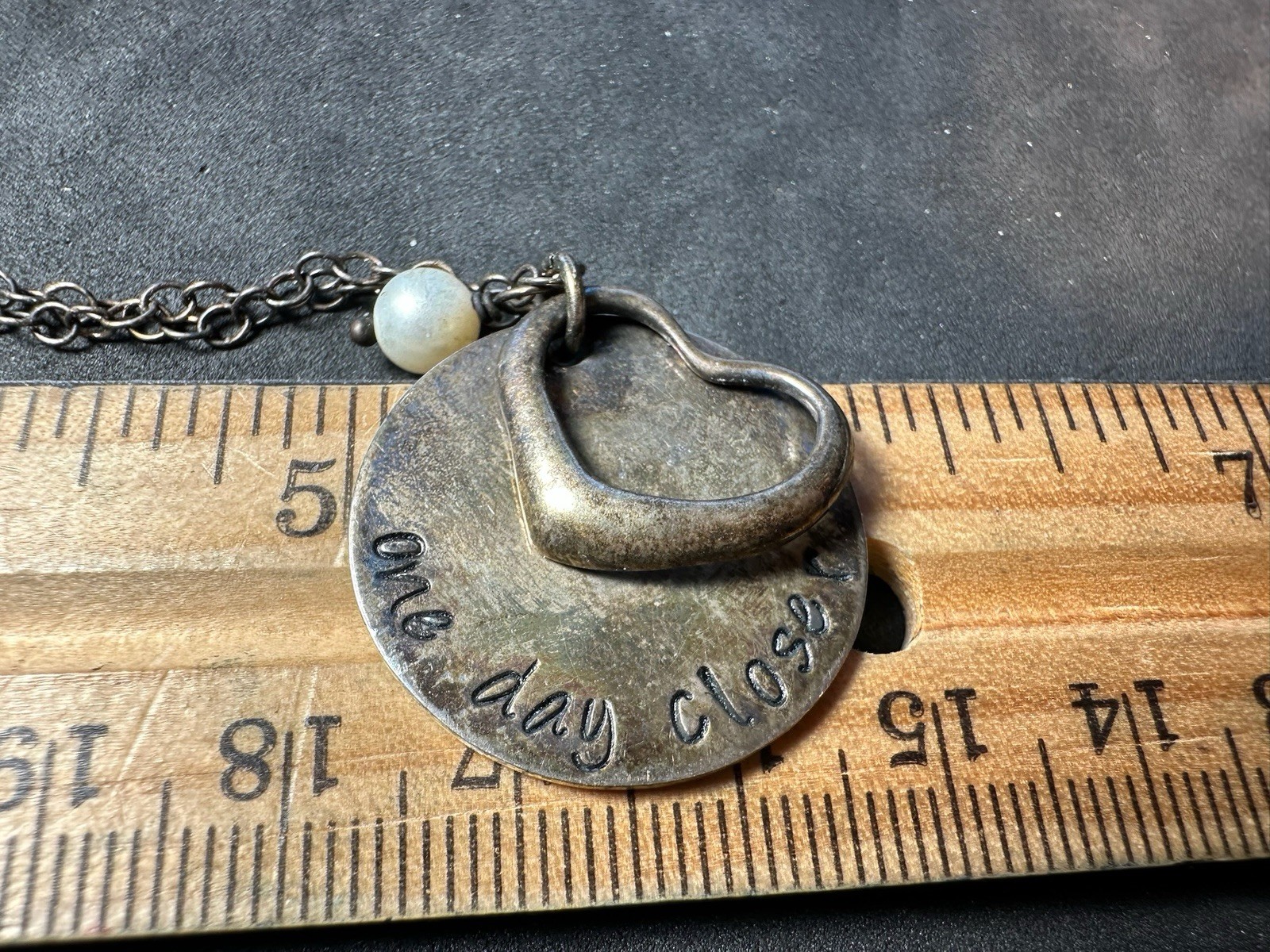 8.10g Vintage Sterling Silver 925 Heart Necklace One Day Closer M 17.5 in