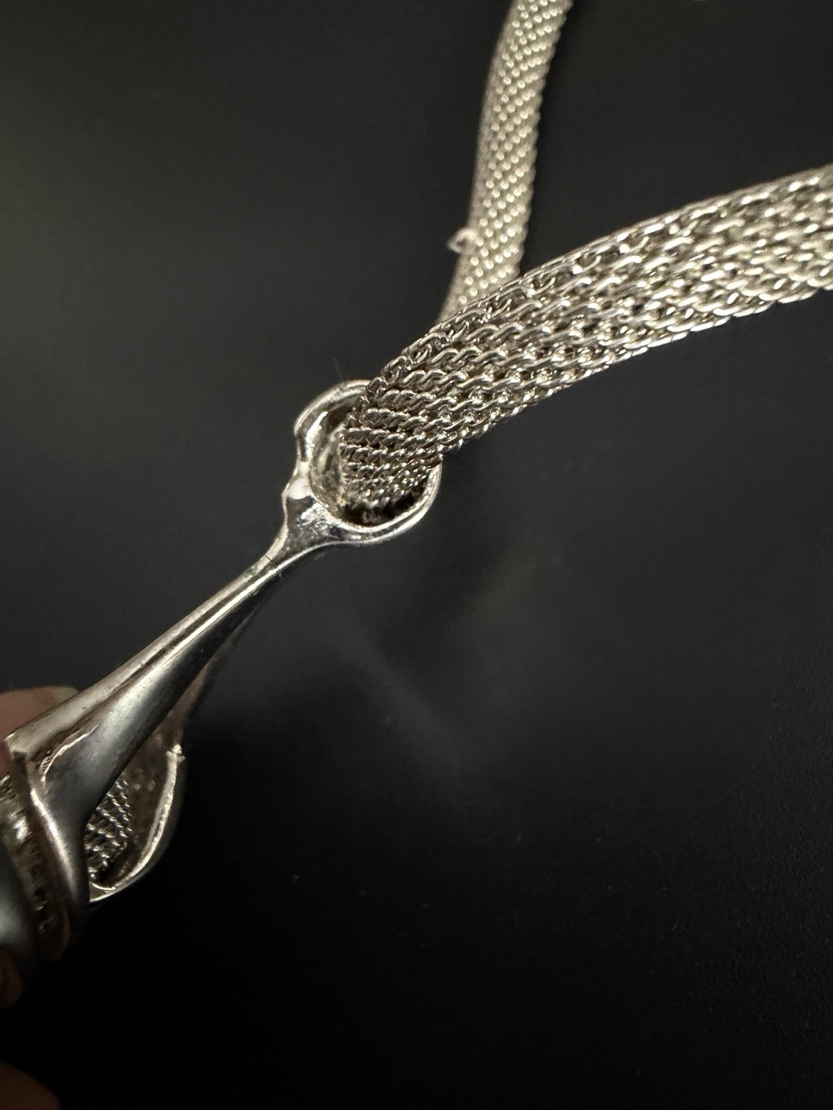 Vtg 1970s Lawrence Vrba for Castlecliff Brutalist Diamond Mesh Pendant Necklace