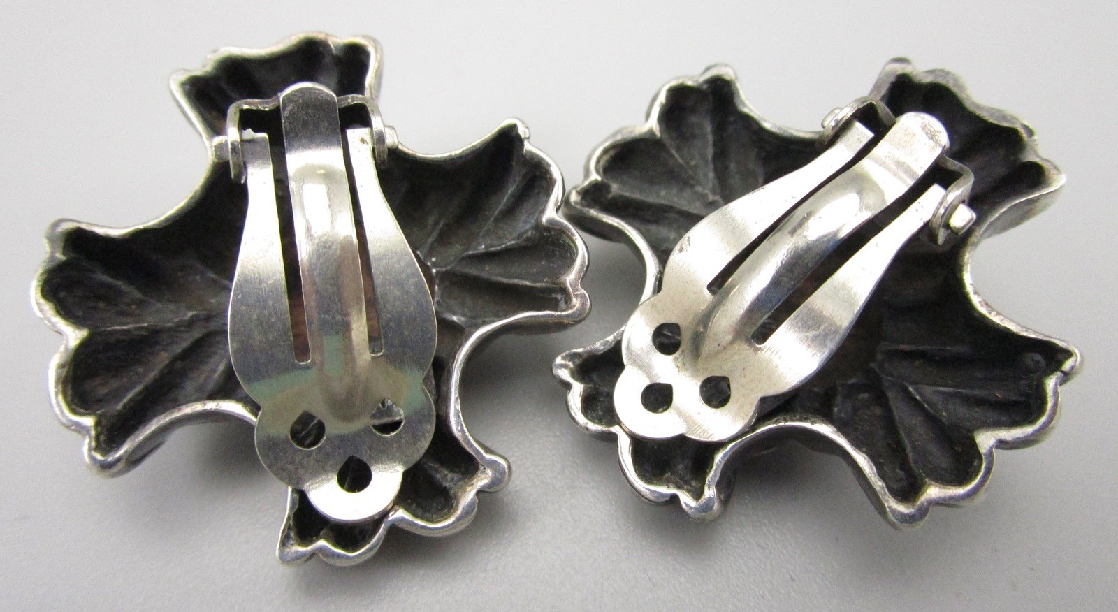 DIAN MALOUF STERLING SILVER CROSS W/ 14K HEART CENTERS CLIP ON EARRINGS 20.7G