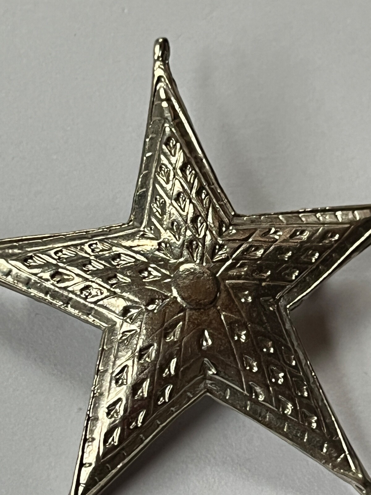 Vintage Large Etched Star w Pinched Ends Brooch Pin – 2 and 3/8th’s inches in