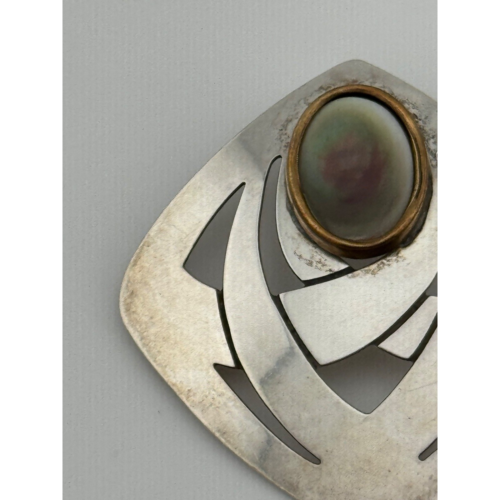 Vintage Stamas Sterling Silver Mixed Metal Modernist Pendant Signed