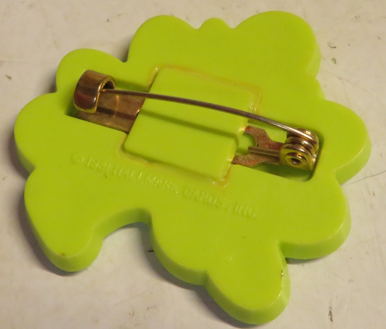 Hallmark Cards Leprechaun Plastic St. Patrick’s Shamrock Clover Brooch Pin 1981