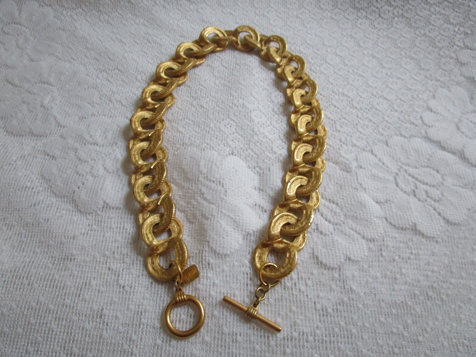 Vintage Anne Klein Necklace Chunky Texture Double Rope Link Signed 18” L XLNT