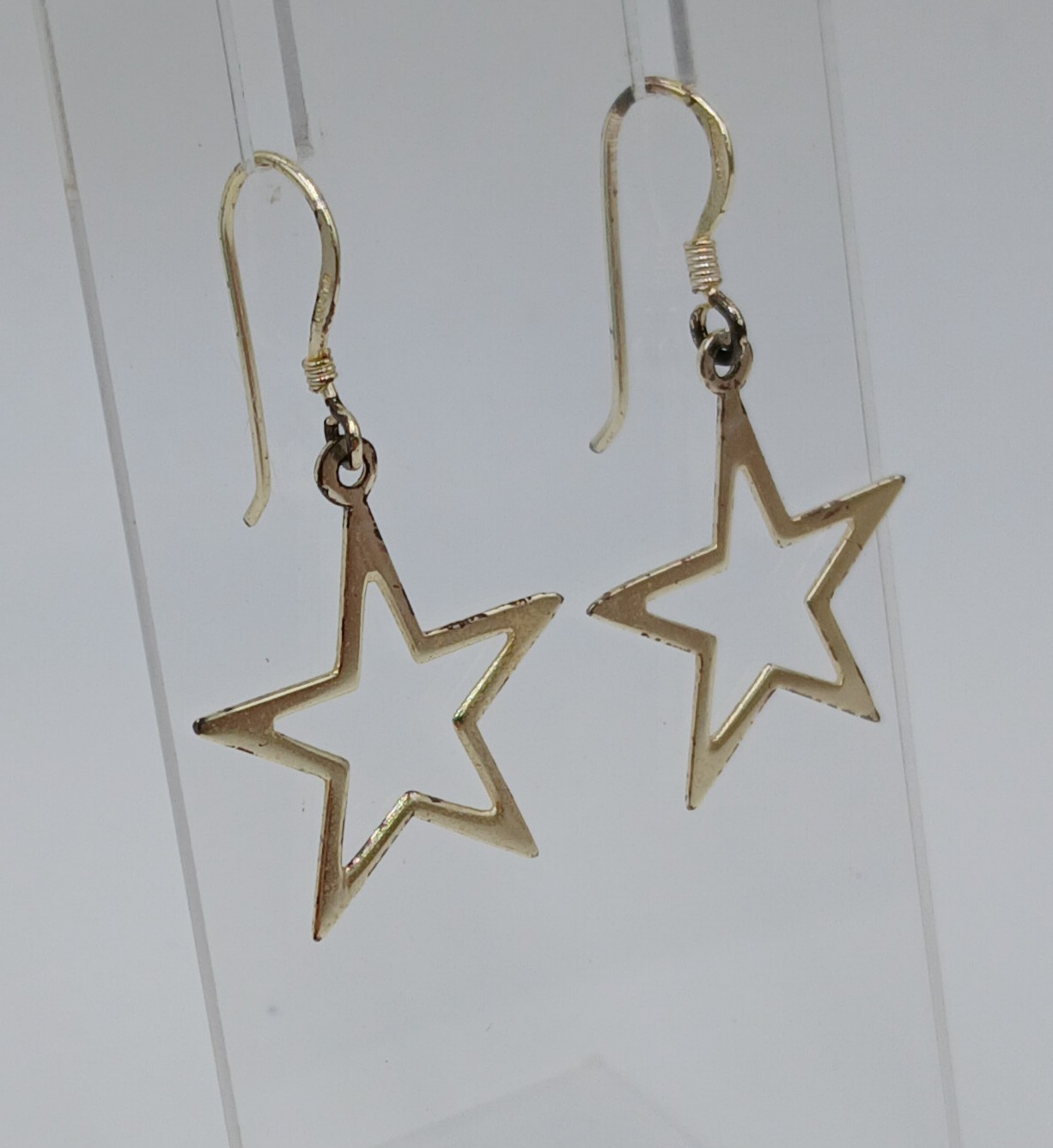 VTG 925 Star Dangle Earrings 1.5in Drop Sterling Silver 1.59g Celestial Estate