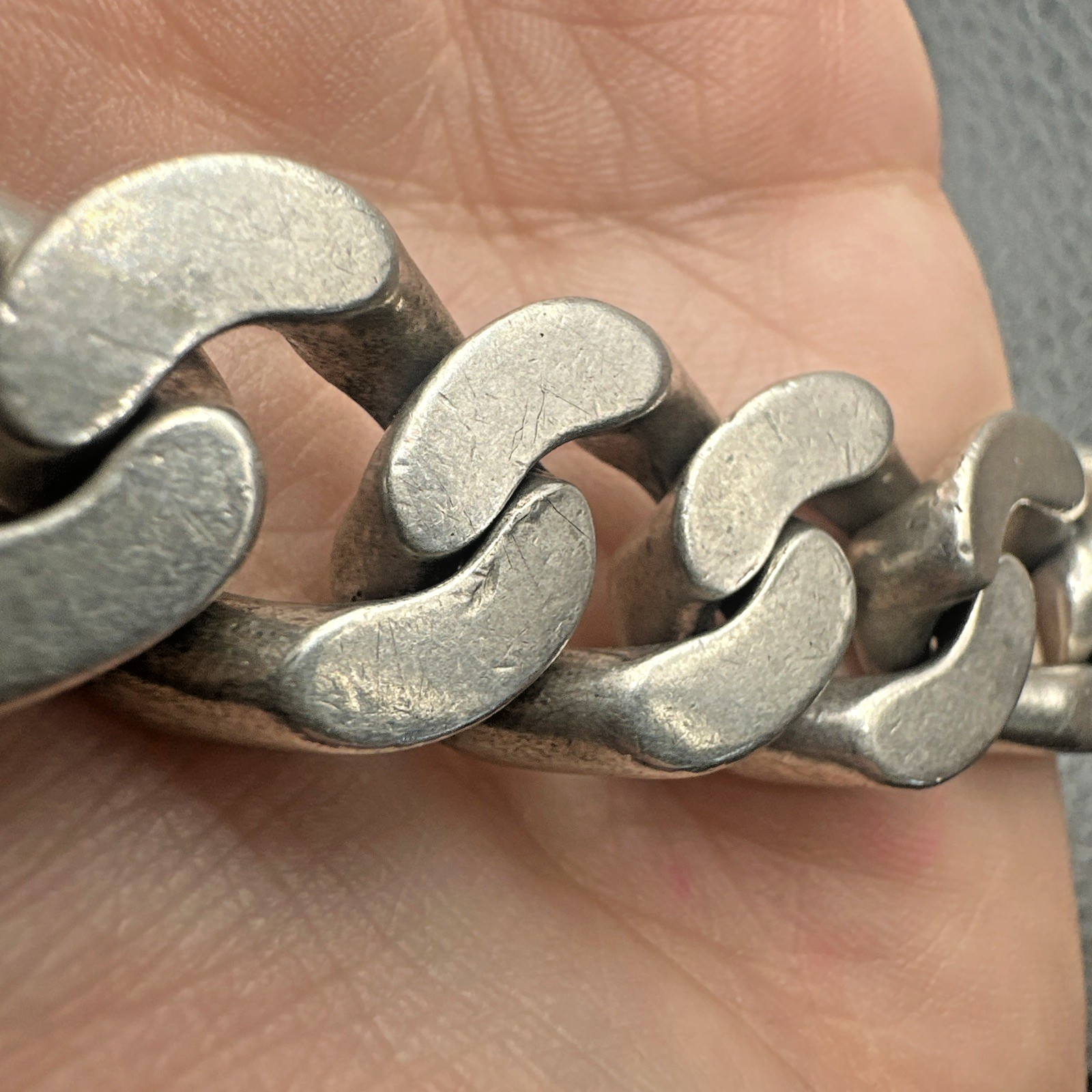 Extraordinary Huge 128g Sterling Silver Figaro Chain Bracelet 16mm 9” Mens Vtg