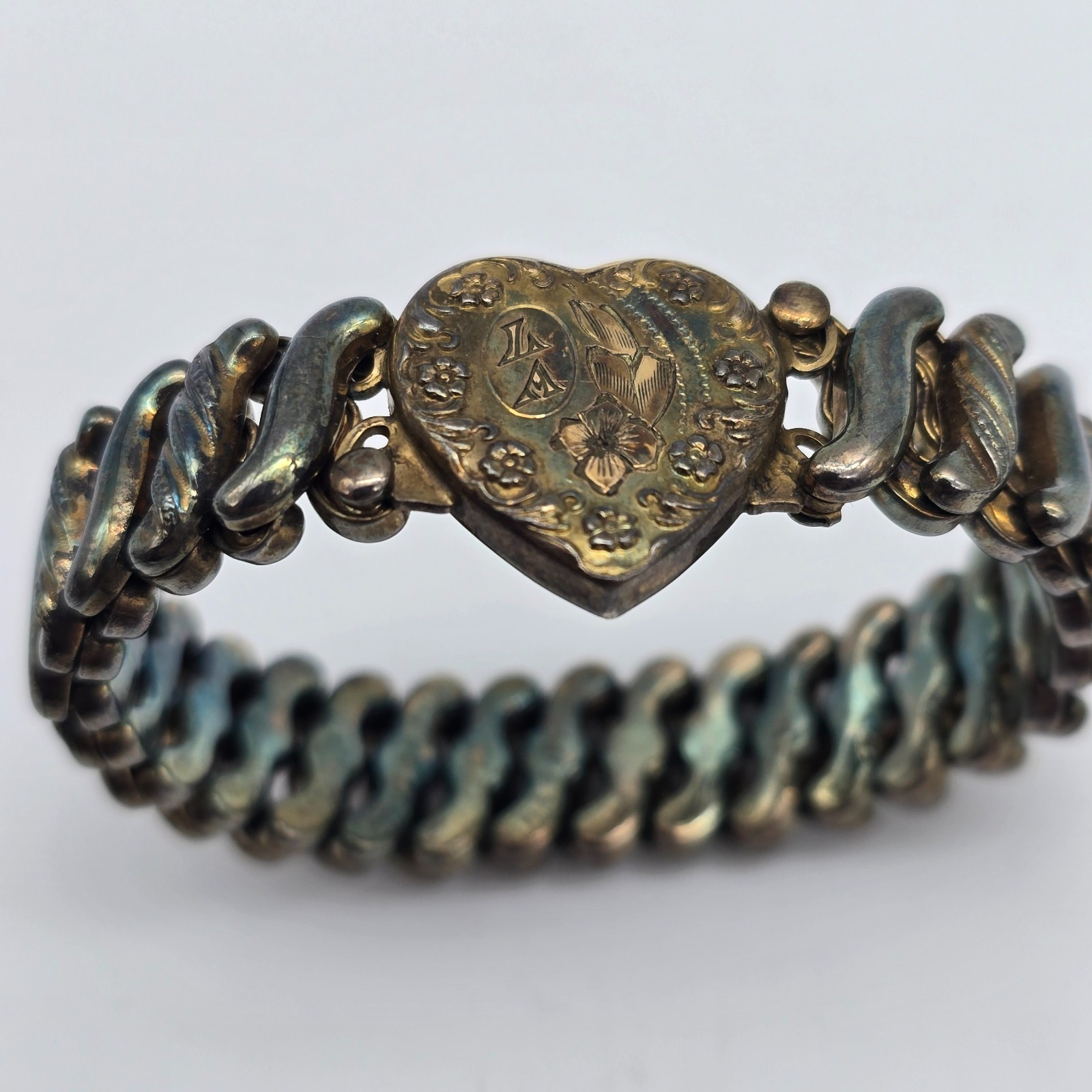 VTG Carmen Deluxe Sweetheart Floral Gold Filled Expanding Bracelet – LA Initials