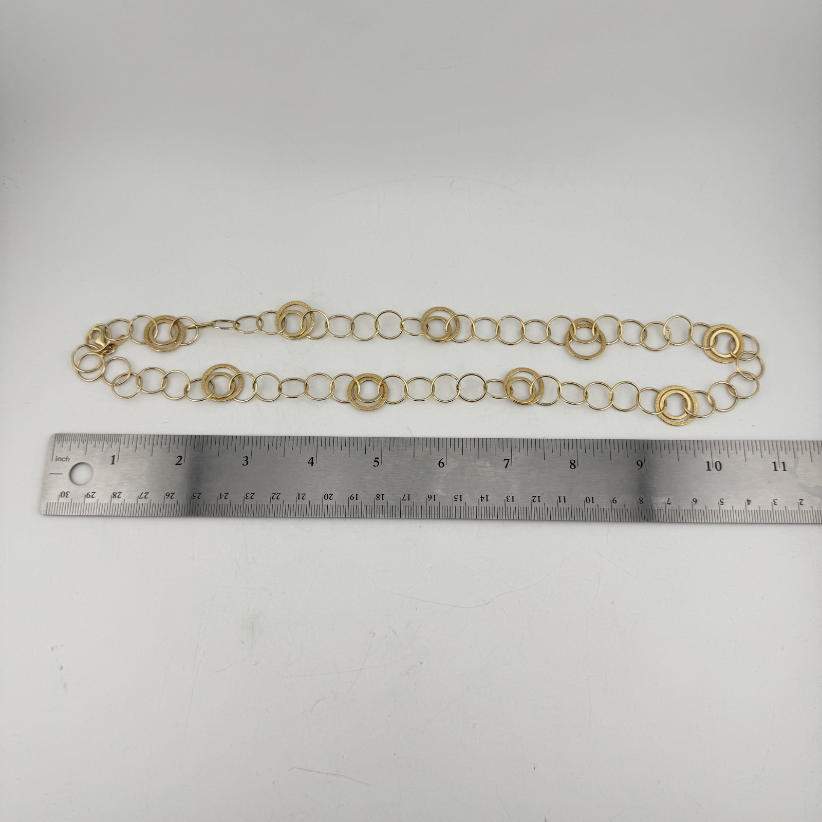 Vintage 14K Gold Long Layering Necklace with Textured Links 8.58g – 23.5″