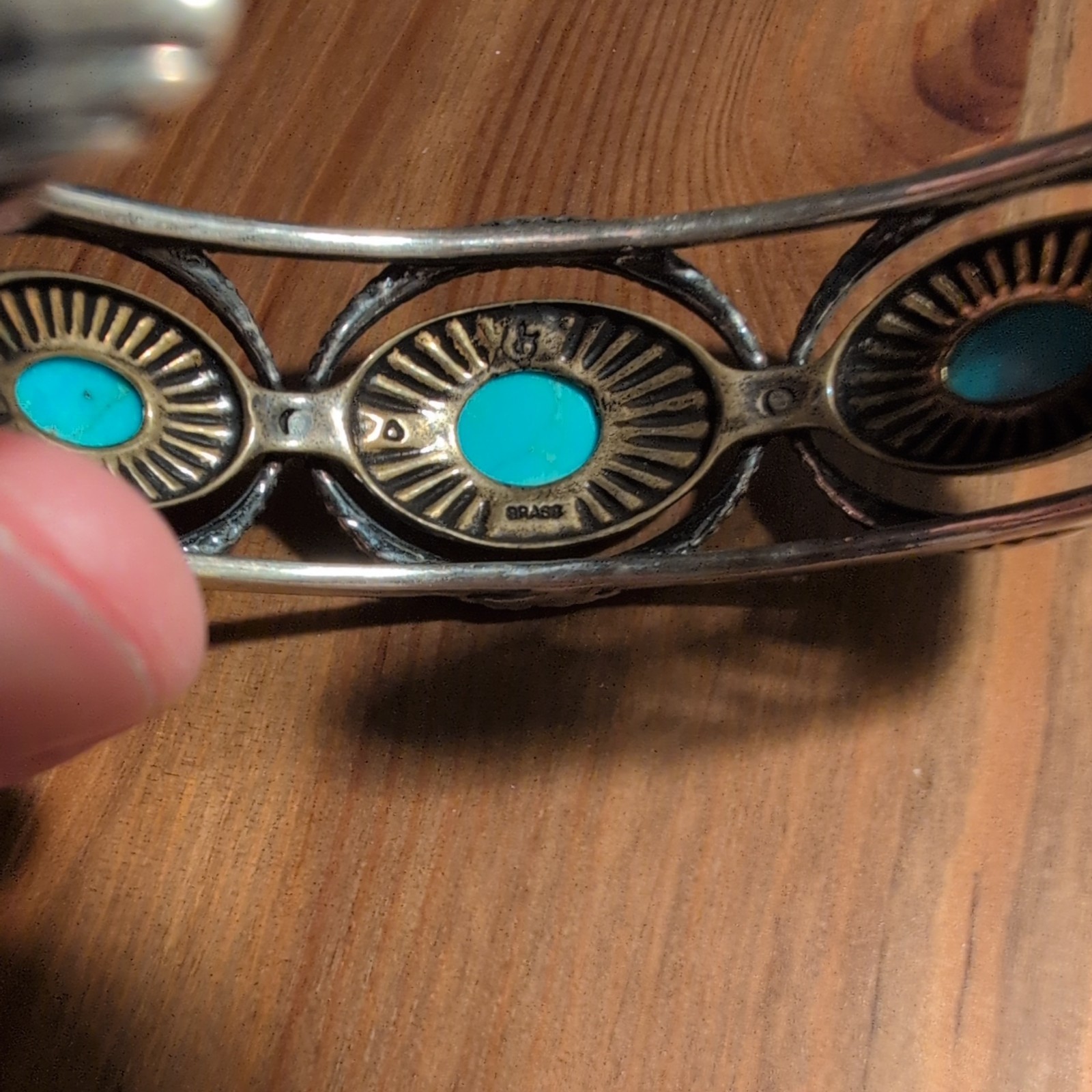 Vintage Sterling Carolyn Pollack 925 Fritz Mixed Metal Turquoise Bracelet 7 1/4