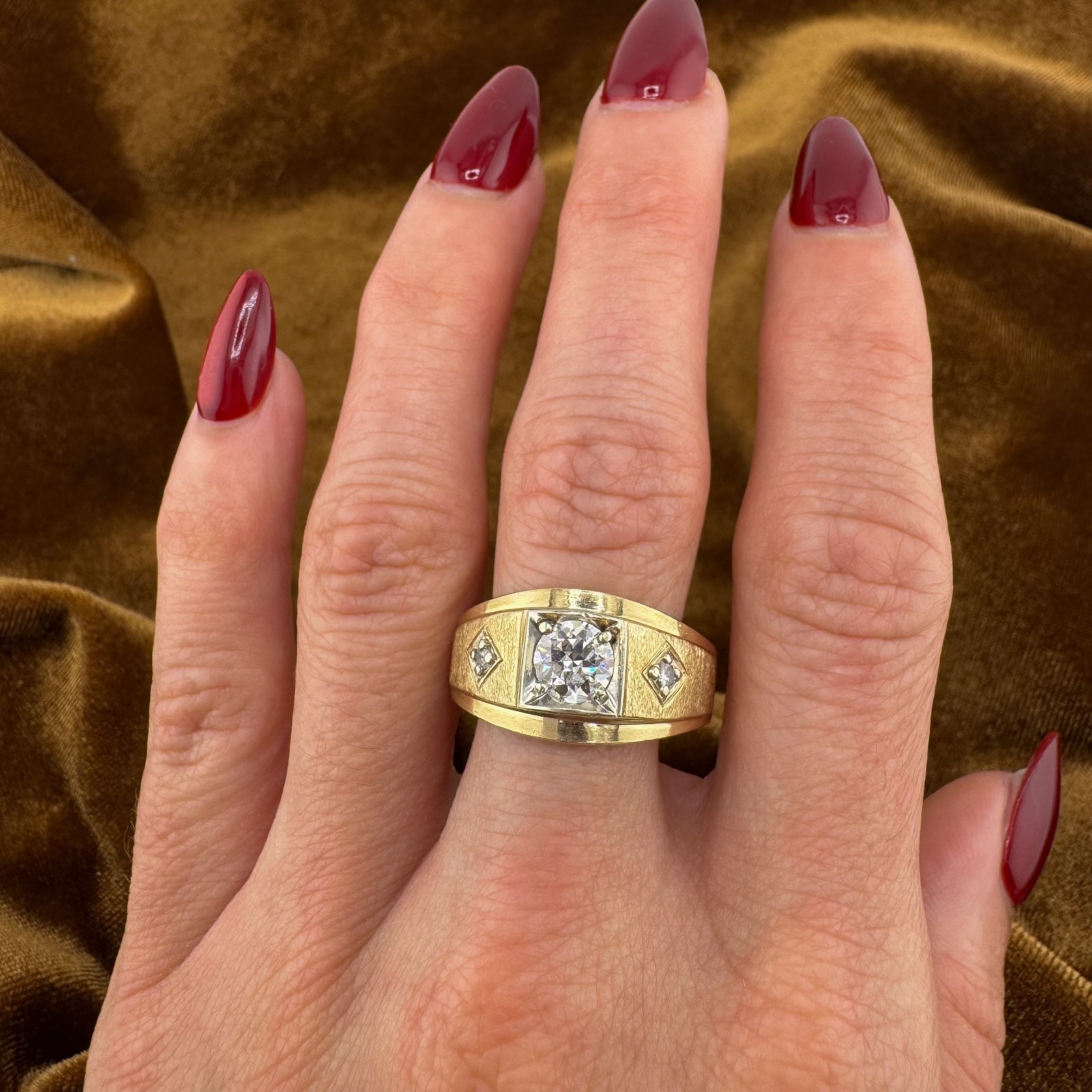Vintage Circa 1950s–1960s 14K Yellow Gold 0.80ct Old European Cut Diamond Ring