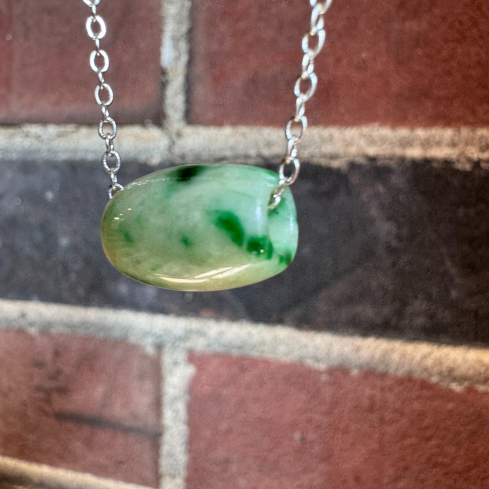 Certified Grade A Burma Jadeite Necklace Transference Bead Design Vivid Green