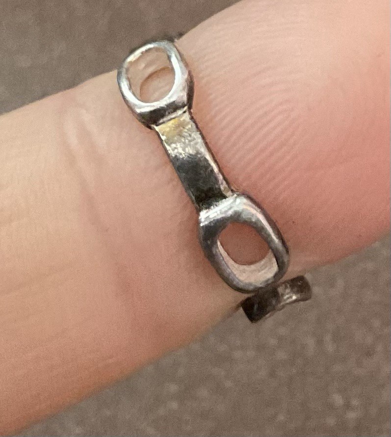 Vtg 925 Sterling Silver Ring Open Chain Link Industrial Modernist Sz 3.5 – 4.25