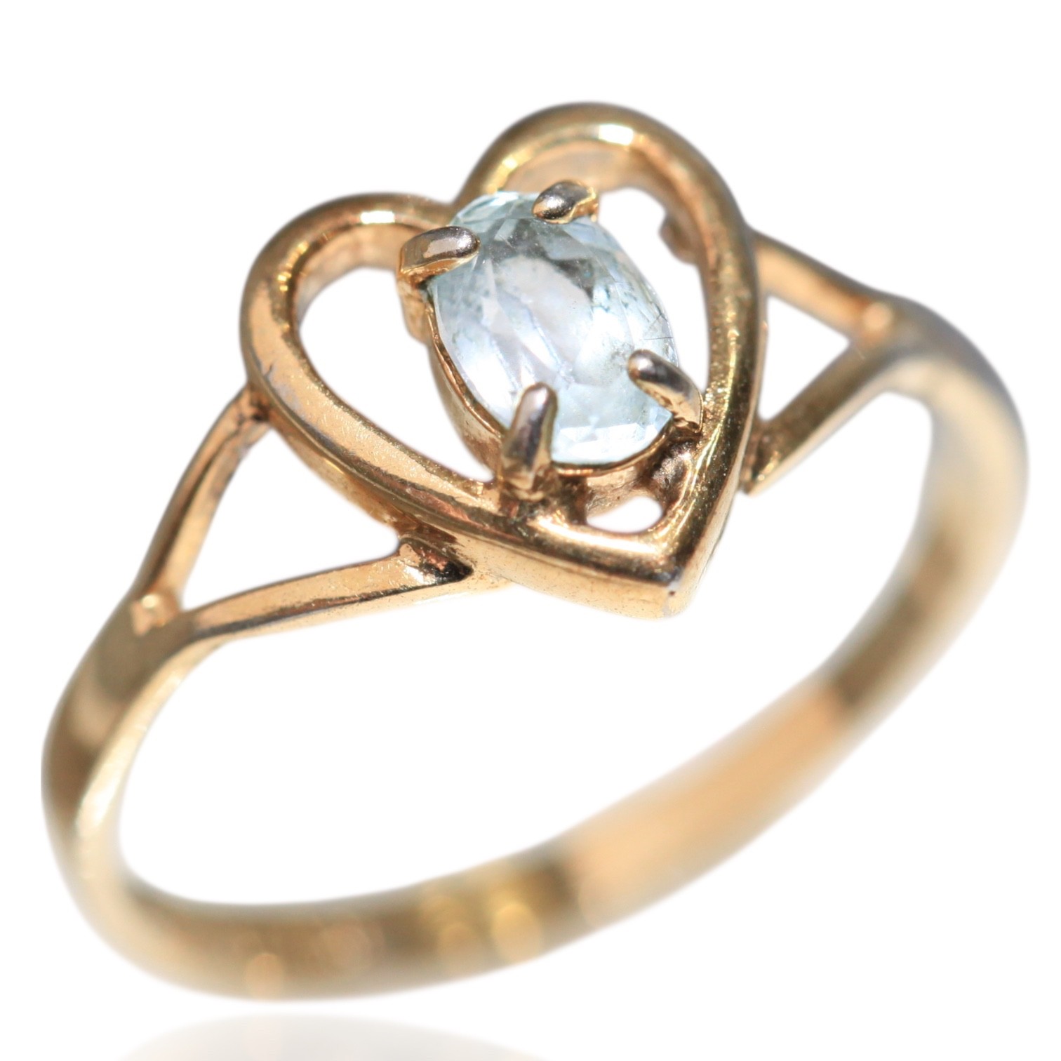 1980s–1990s Vintage Tested Blue Quartz Heart Ring 18k Electroplated Womens 6.75