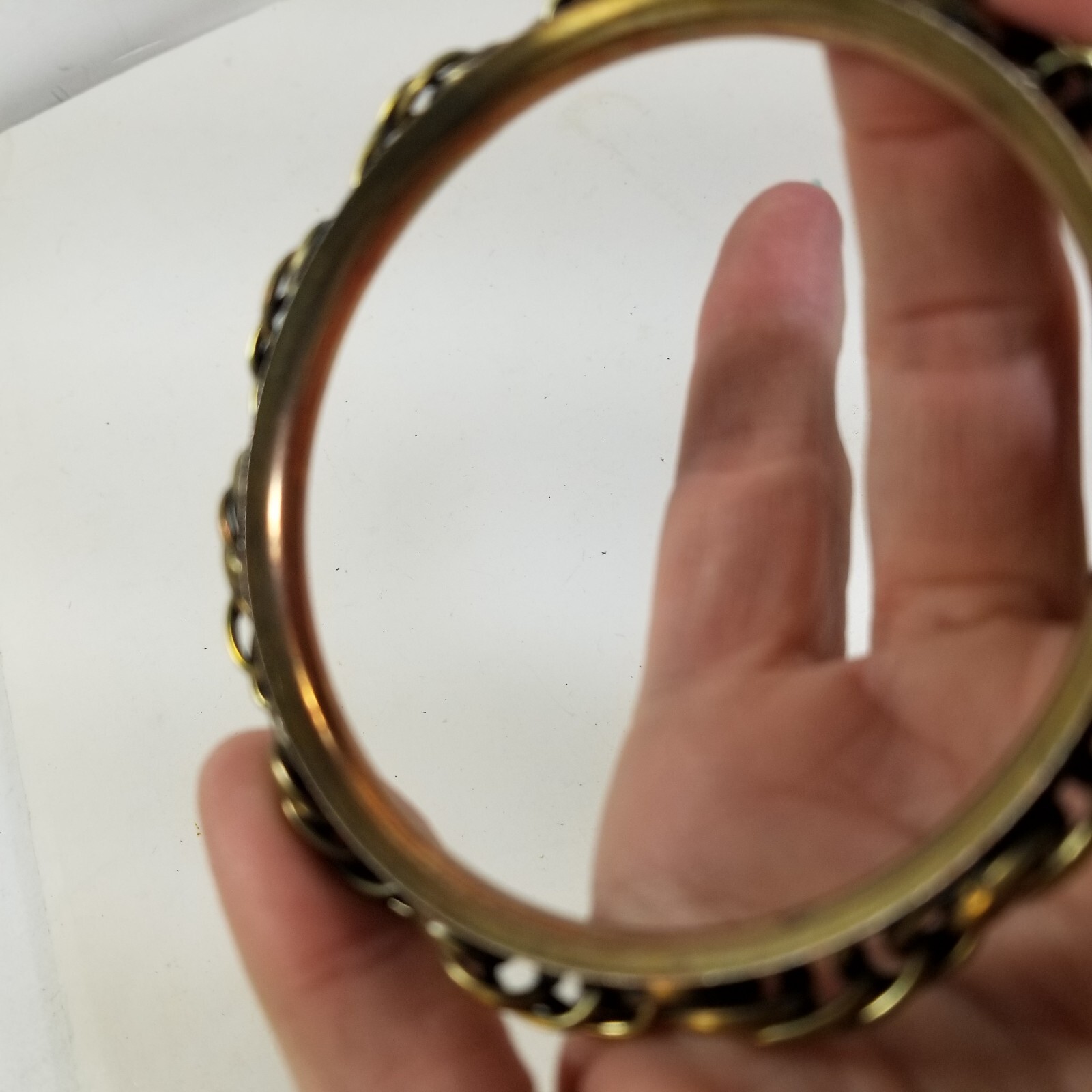 Vintage Gold Tone Solid Bracelet Bangle Copper Jewelry