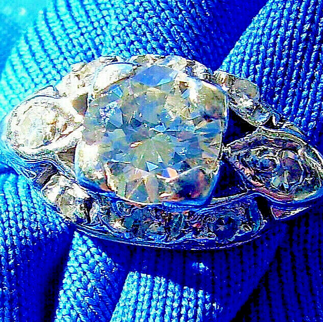 Original EARTH MINED DIAMOND Deco Engagement Ring Antique PLATINUM Solitaire S 8