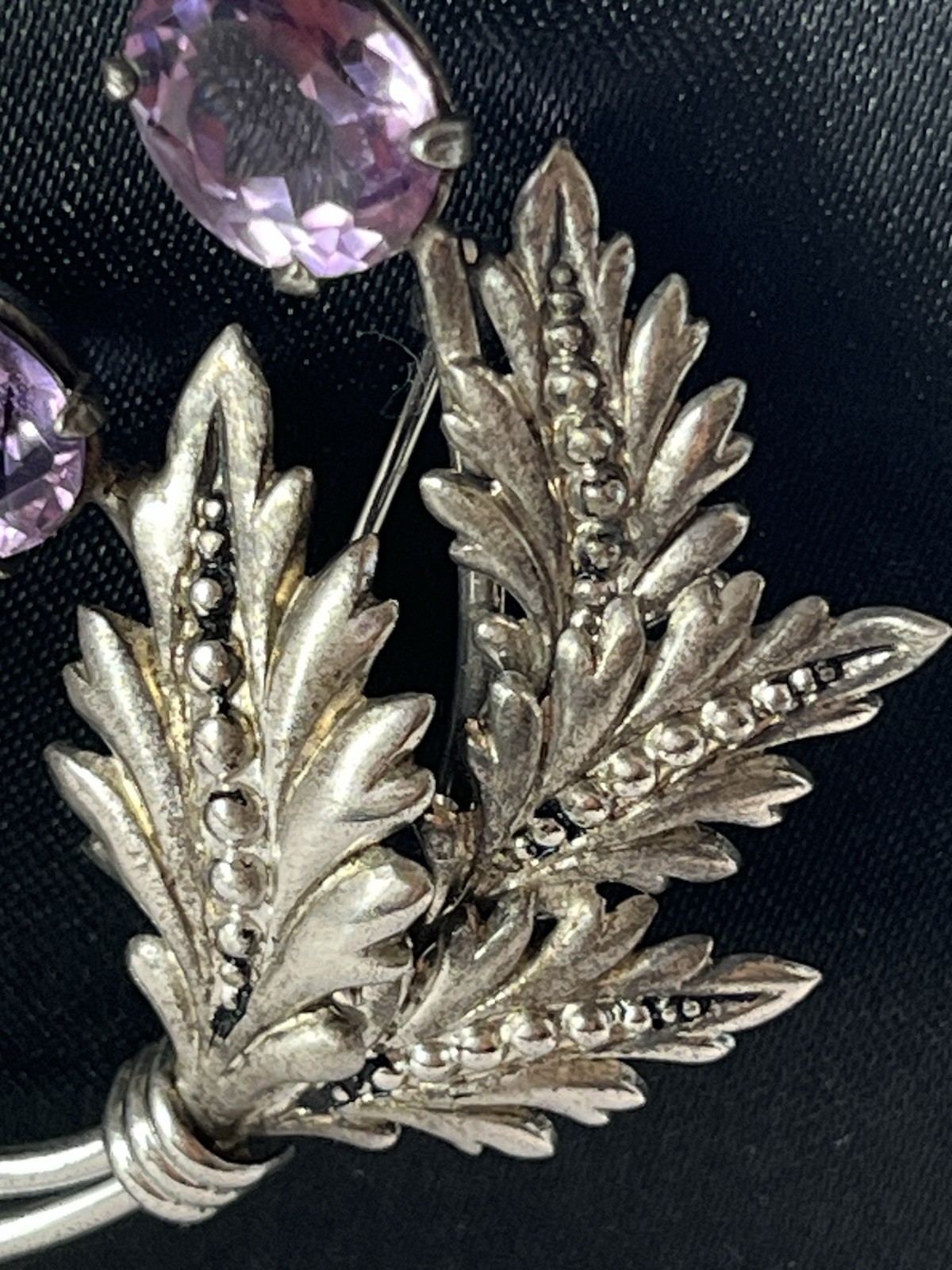 Vintage Binder Bros Sterling Silver Amethyst Floral Bouquet Pin Brooch Signed BB