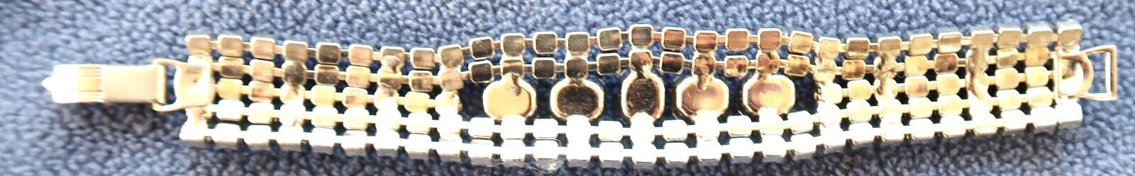 Vintage ART DECO Clear RHINESTONE BRACELET – Geometric, Small & Large Stones
