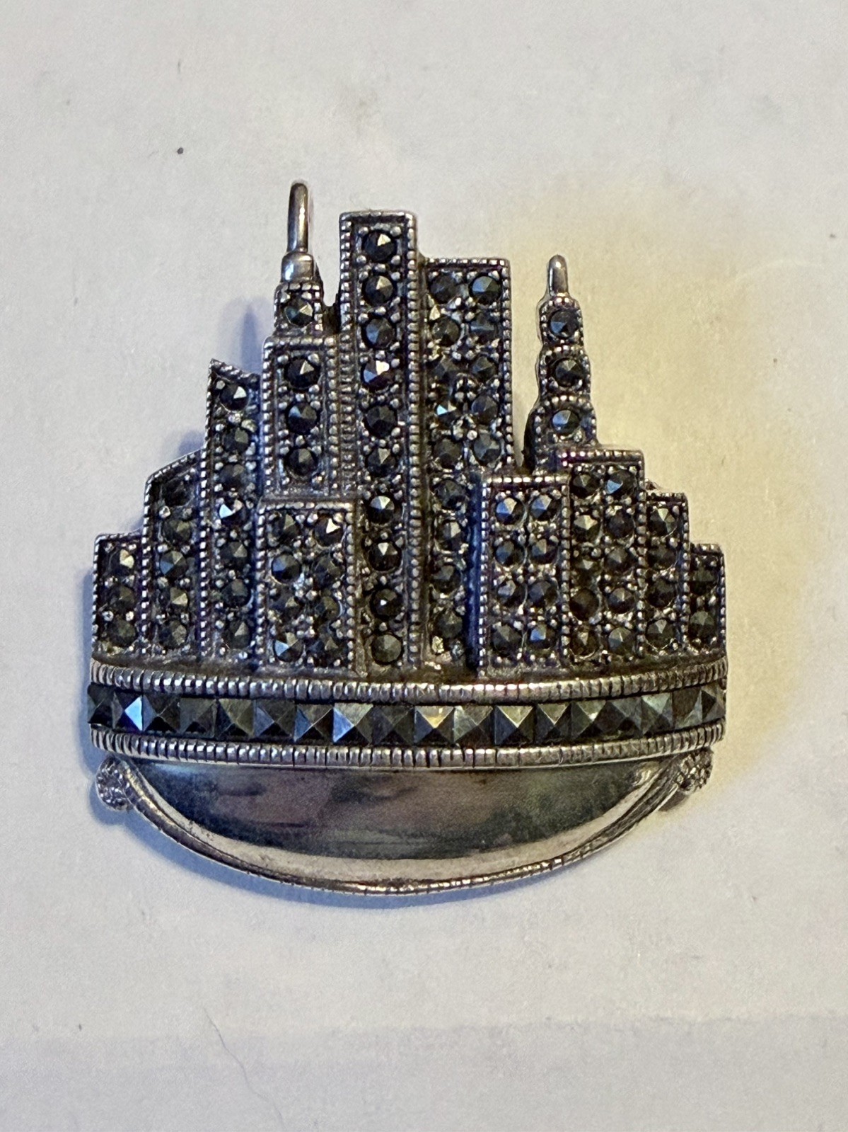 Vintage Sterling Silver New York City (NYC) Skyline Pendant Brooch by DBJ