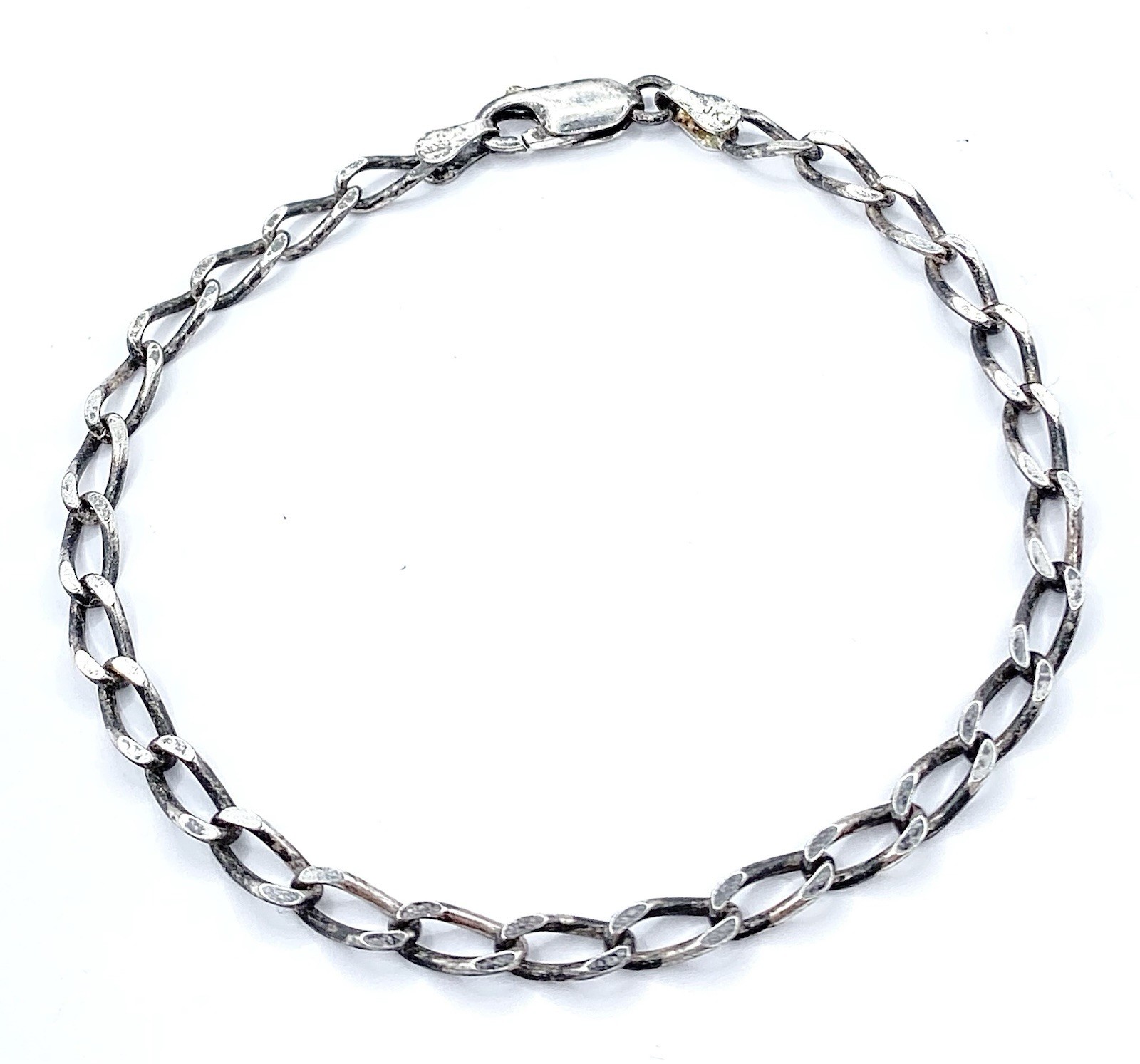 7.25″ Vintage 925 Sterling Silver JKJ Chain Link Starter Charm Bracelet