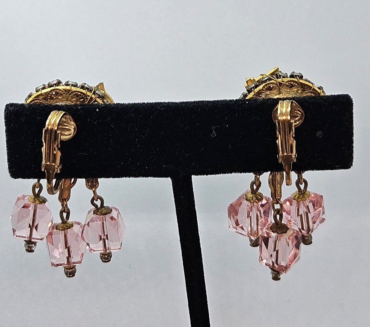 Vintage Original by Robert? Necklace & Earrings Pink Crystal Beads Rhinestones