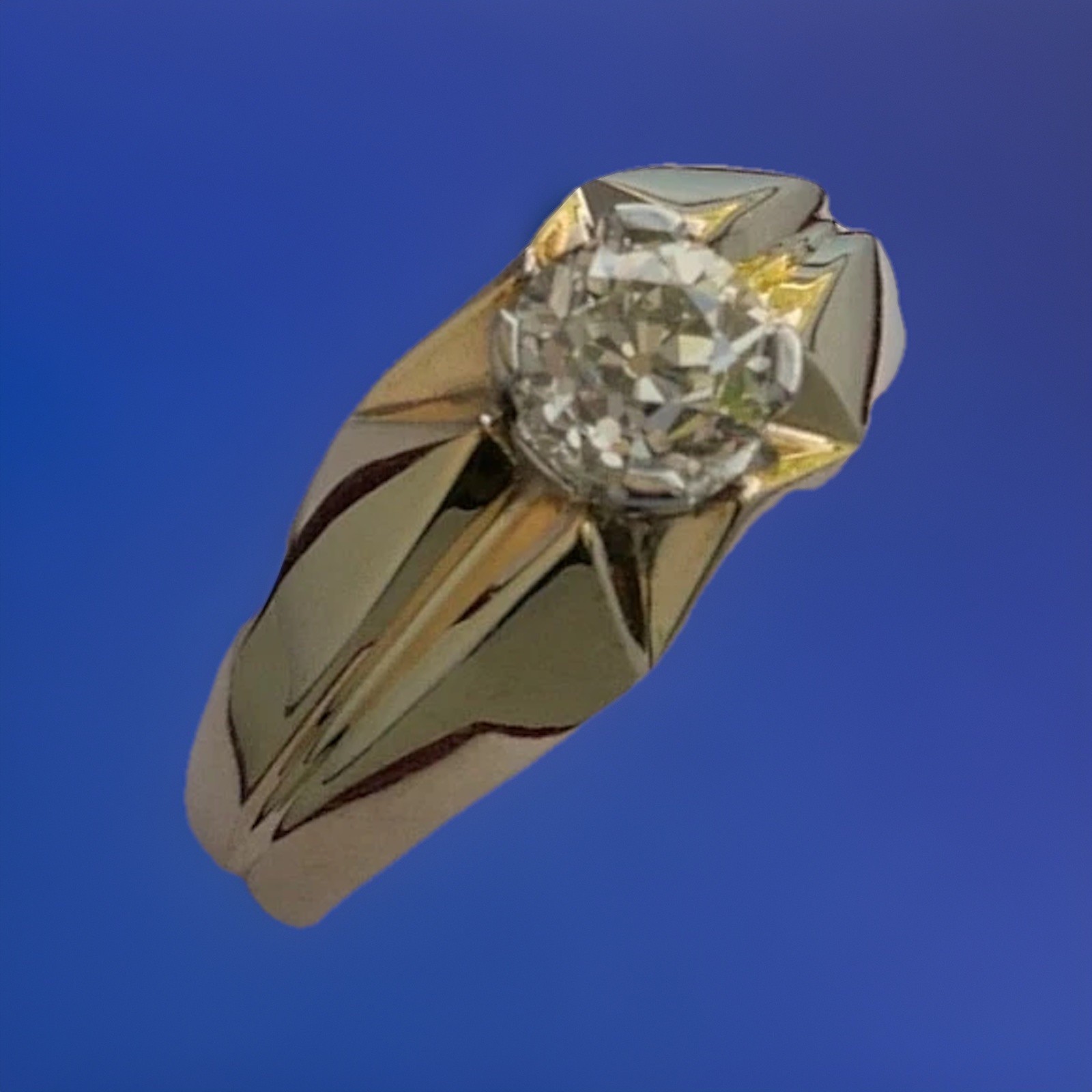 Vintage 14K Yellow Gold 0.90 Ct Old European Cut Diamond Ring 5.3 Gr Sz 8.75