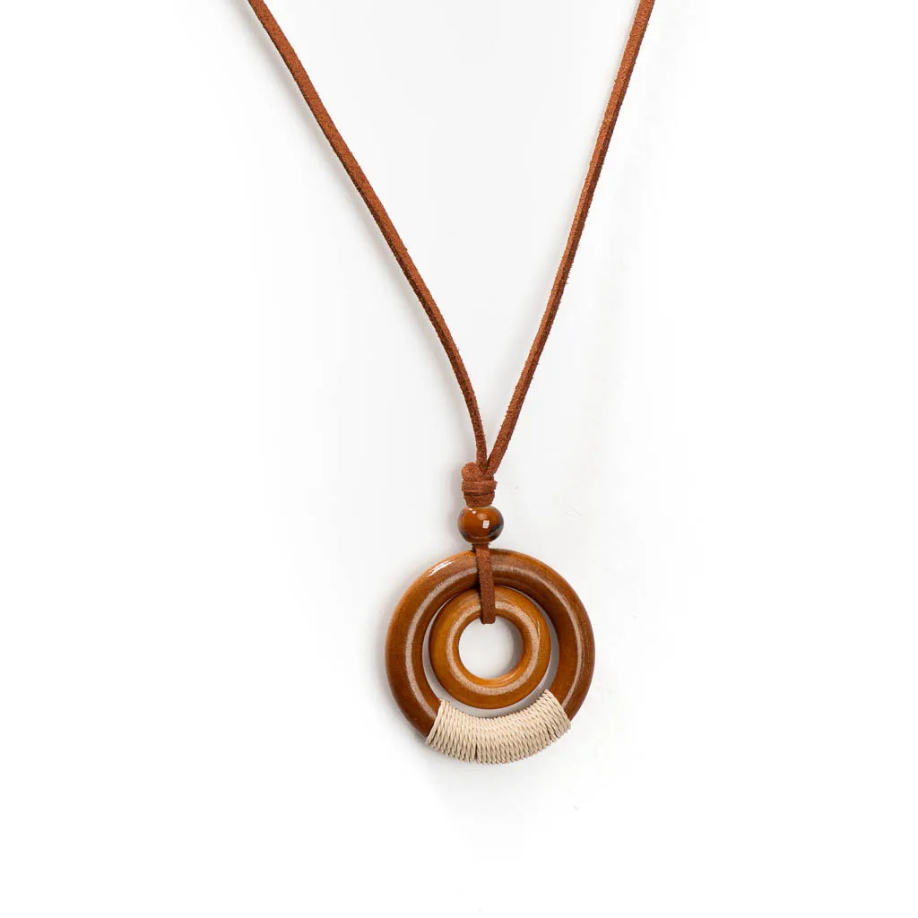 Bohemian Vintage Wooden Hemp Rope Vintage Handmade Necklace Ceramic Beads…