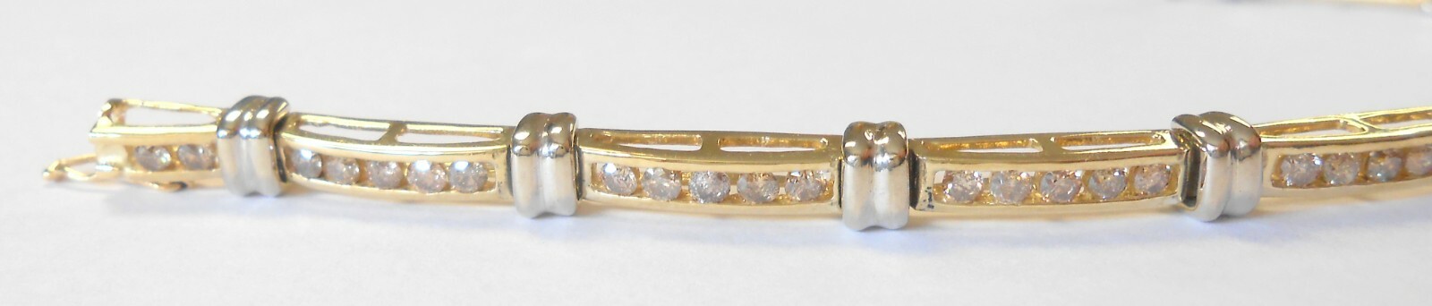 49 Champagne Diamond 14K Yellow & White Gold Tennis Line Heavy Bracelet 6.75″