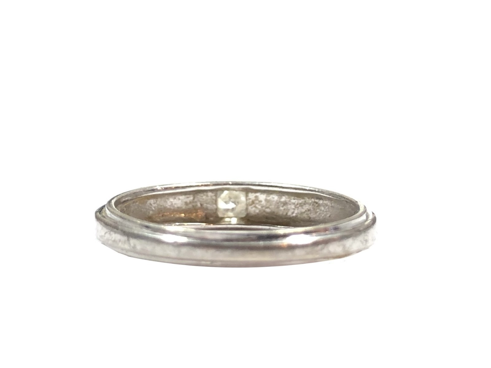 Vintage Sterling Silver Tension Set CZ Sz 7.25 Ring Wedding Band Signed
