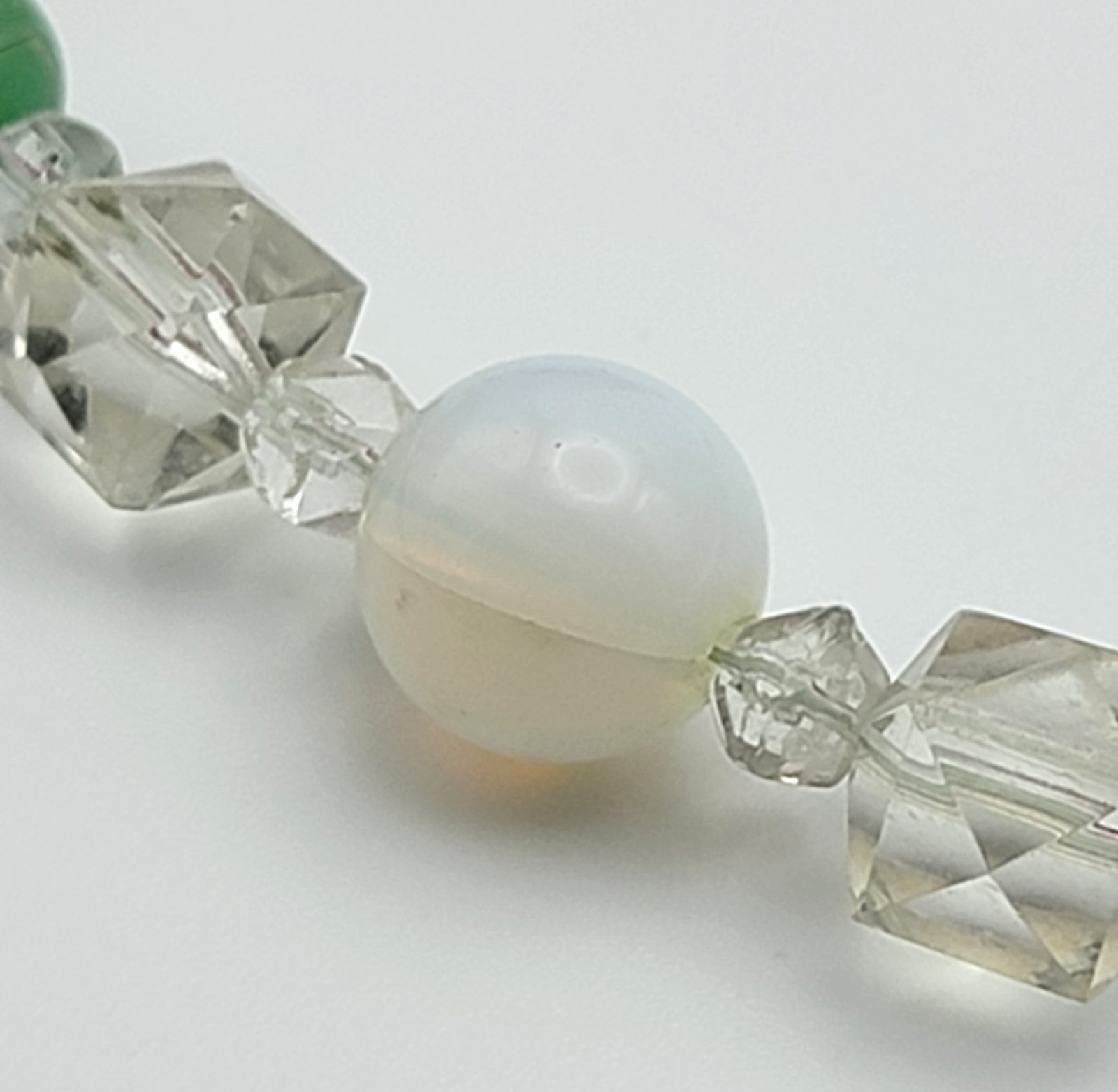 Multicolor Beaded Necklace Opalite Glass And Faceted Crystal Beads 19 in France