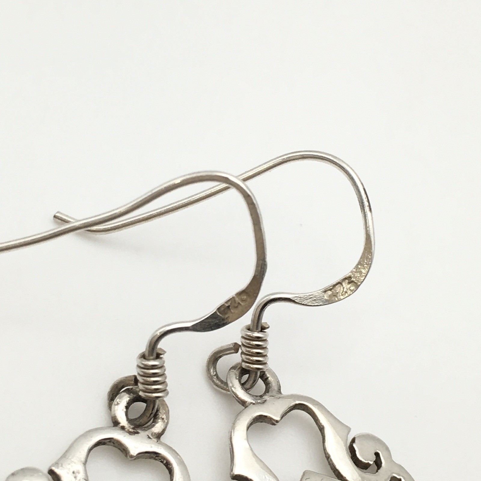Vtg Sterling Silver Southwestern Black Inlay Dangle Earrings Marked 925 6.7g #41