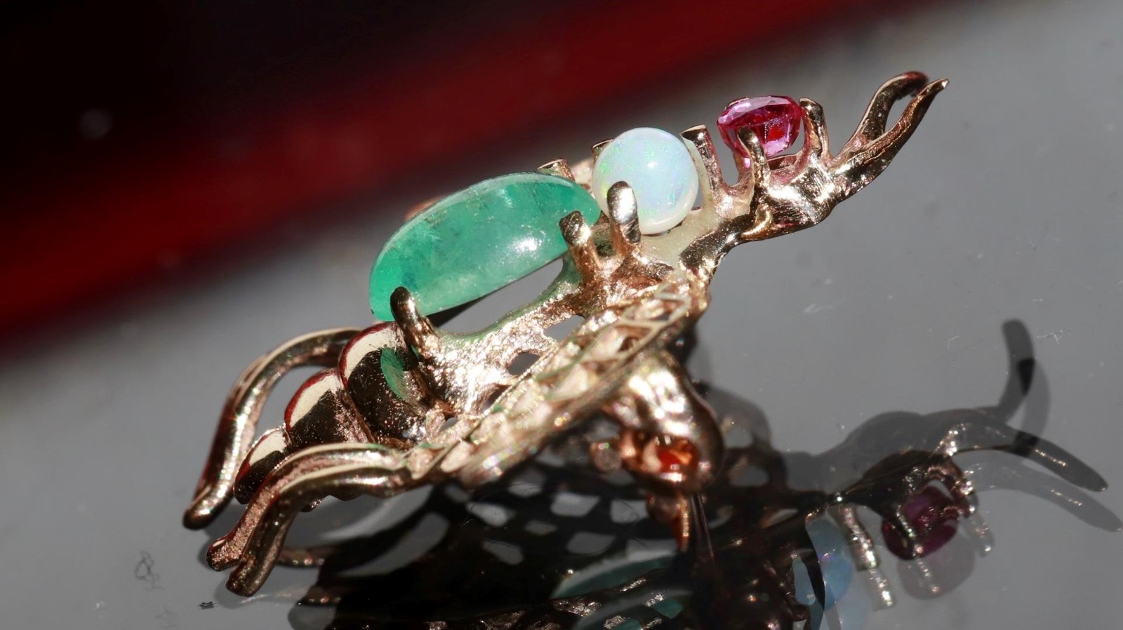 14k yellow gold brooch 0.90ct natural multi gemstone 0.97″ bee pin 2.24gr N3140