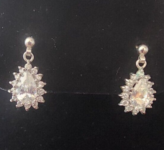Vintage Silver CW 925 Women Drop Dangle Pierced Earrings