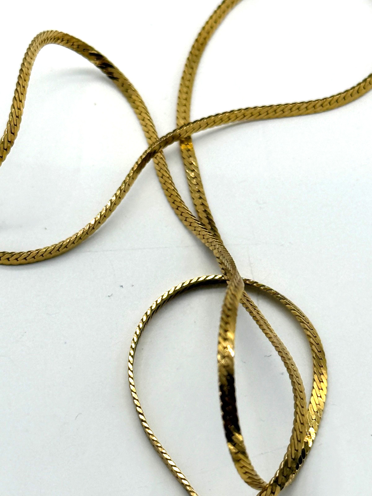 Vintage Monet Necklace Gold Tone Herringbone Chain 18″ with Sister Clasp