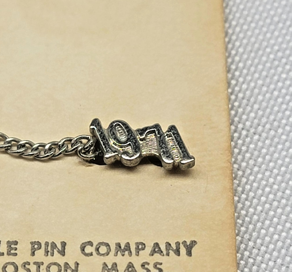 Vintage 1971 Bale Pin Co Sterling Silver Guard Pin Fleur-de-lis Black Enamel